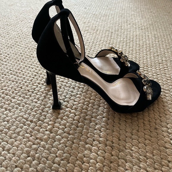 Lodi black suede heels with blue and clear rhinestones Size 37 - Picture 6 of 7